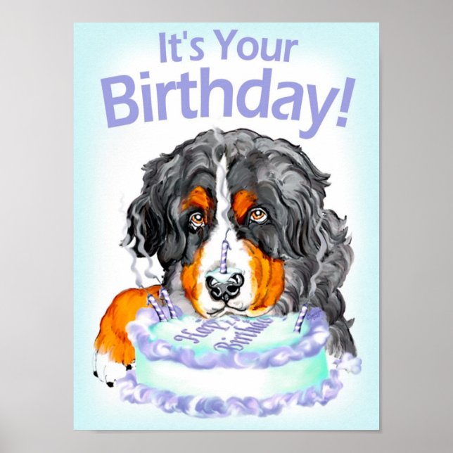 Poster d'anniversaire du chien de montagne bernois (Devant)
