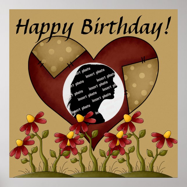 Poster d'anniversaire du coeur customisé (Devant)