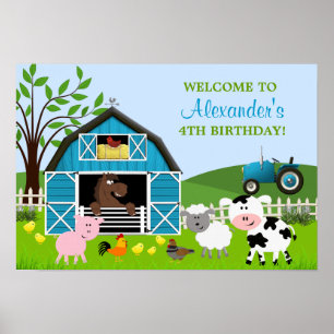 Poster d'anniversaire du garçon Barnyard Farm Anim