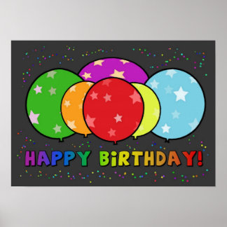 Poster d'anniversaire heureux Rainbow Balloons