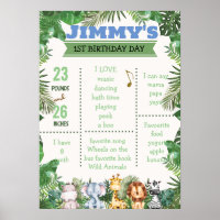 Poster d'anniversaire Jungle Safari Milestone