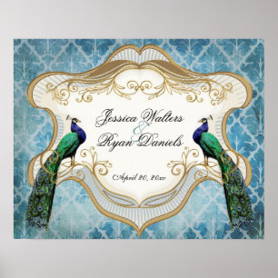 Poster d'anniversaire personnalisé Royal Peacock B