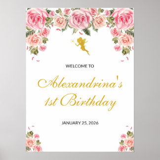 Poster d'anniversaire Pink and Gold Fairy