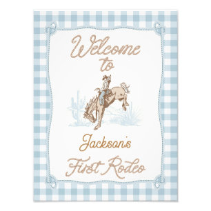 Poster d'anniversaire Plaid Blue First Rodeo Welco
