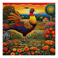 Dans le jardin avec le faisan d'or