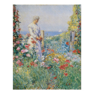 Poster Dans le jardin par Childe Hassam, beaux-arts
