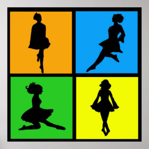Poster Danse danseuse irlandaise Silhouettes