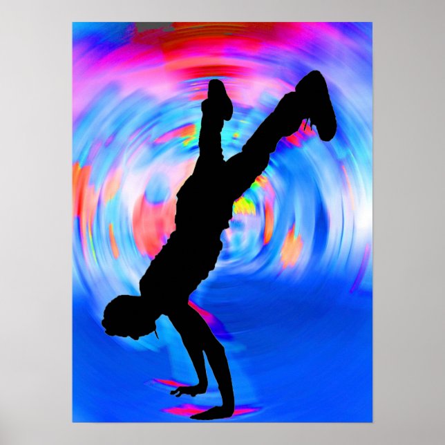 Poster Danse De Rue, Silhouette, Blues/Reds/Rose (Devant)