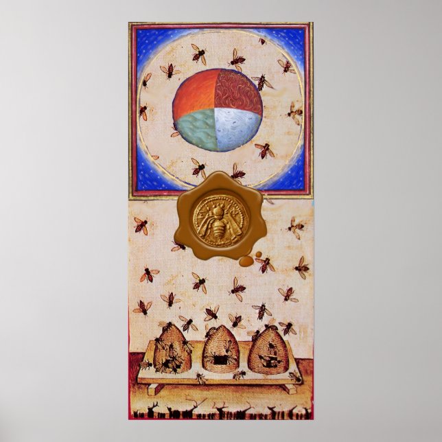 Poster DANSE DES HONEY BEES AVEC 4 ÉLÉMENTS, Sceau de cir (Devant)