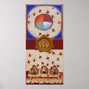 Poster DANSE DES HONEY BEES AVEC 4 ÉLÉMENTS, Sceau de cir