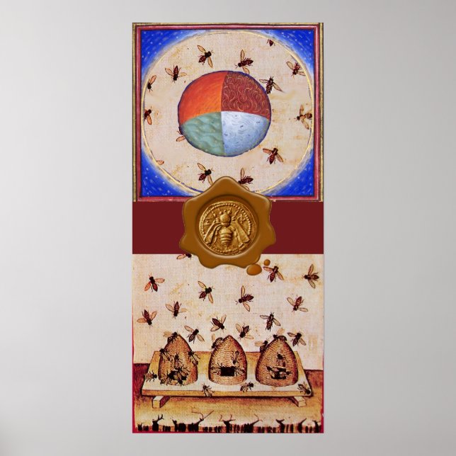 Poster DANSE DES HONEY BEES AVEC 4 ÉLÉMENTS, Sceau de cir (Devant)