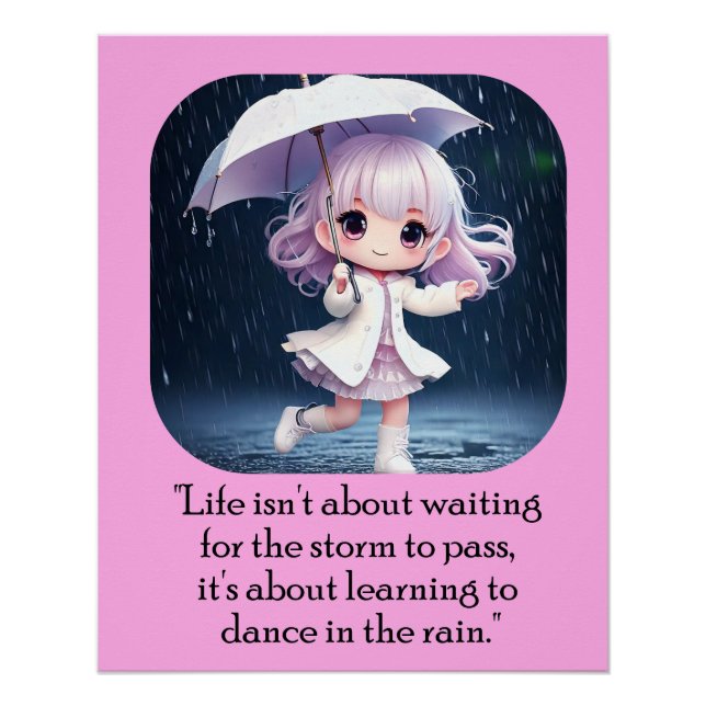 Poster Danse en pluie art chibi (Devant)