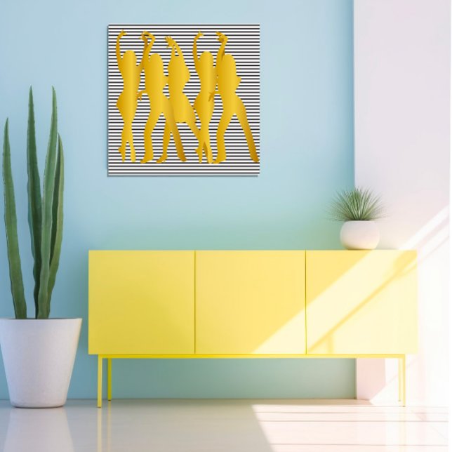 Poster Danse Hip hop moderne filles rayures noir blanc (Modern Hip Hop Dance Girls Stripes Black White Poster)