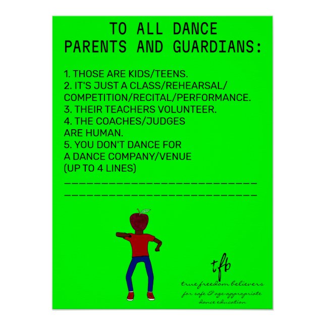 Poster Danse Parent Rappel Apple Lime (Devant)