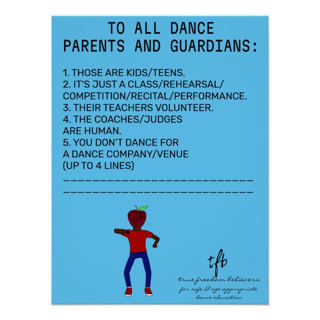 Poster Danse Parent Rappel Apple Sky Blue (Devant)