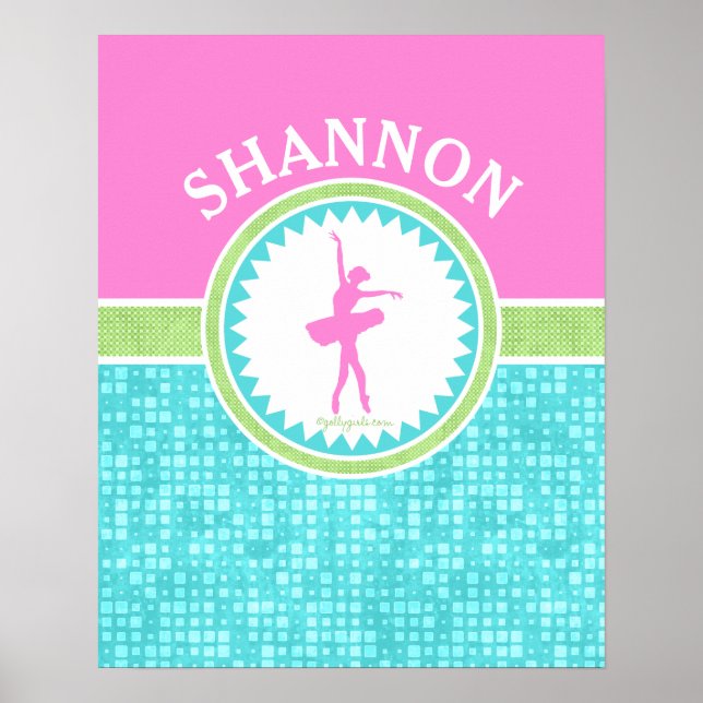 Poster Danse Tri Pastel Couleur Avec Carrelage Aqua (Devant)