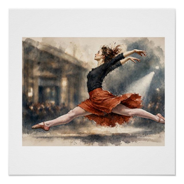 Poster Danseur de ballet en plein saut,  (Devant)
