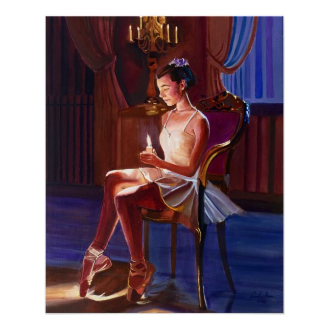 Poster Danseur de ballet gracieux à la chandelle (Devant)