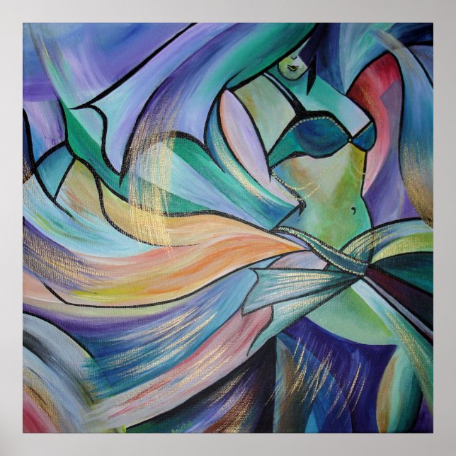 Poster Danseur Du Ventre Du Moyen-Orient Avec Voiles Past (Devant)
