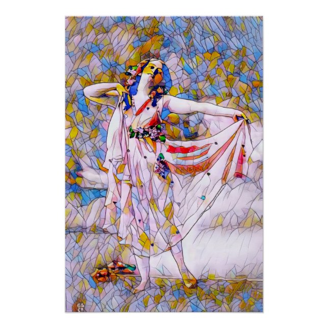 Poster Danseur en verre tendu en robe de souffle (Devant)