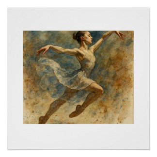 Poster Danseuse de ballet sautant, 