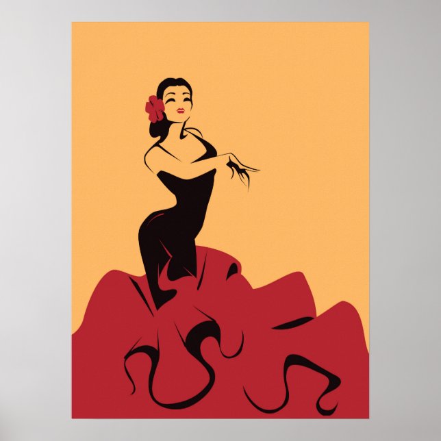 Poster danseuse de flamenco dans une pose spectaculaire (Devant)
