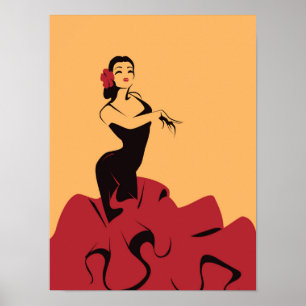 Poster danseuse de flamenco dans une pose spectaculaire