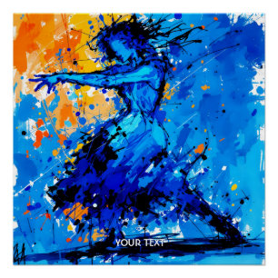 Poster Danseuse Imaginaire Bleu Bleu Orange