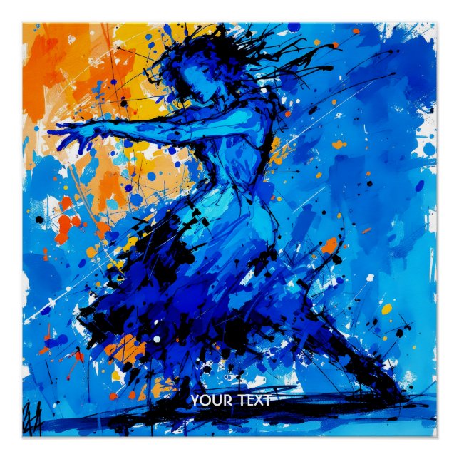 Poster Danseuse Imaginaire Bleu Bleu Orange (Devant)