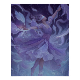 Poster Danseuse Violette Éthérée en Mouvement de Rêve