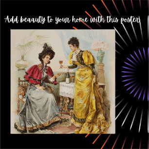 Poster d'antiquité des femmes vintages qui boivent