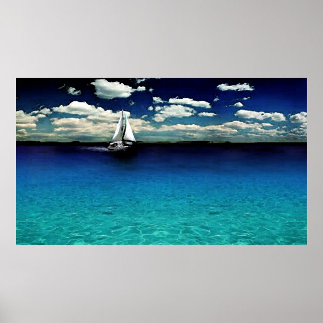 Poster d'aquarelle de bateau des Caraïbes (Devant)