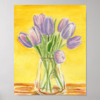 Poster d'aquarelle des tulipes violettes