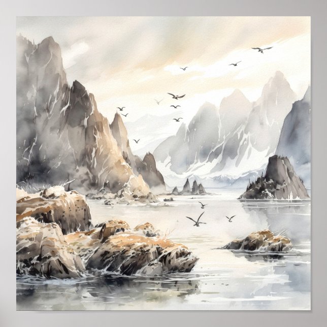 Poster d'aquarelle du parc national Kenai Fjords (Devant)