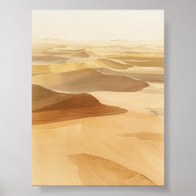Poster d'aquarelle Golden Desert Dunes (Devant)