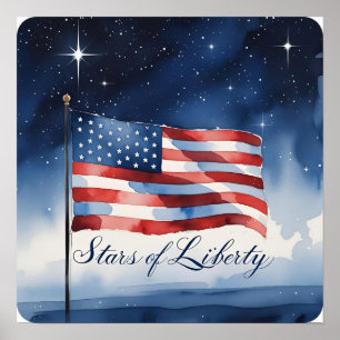 Poster d'aquarelle Stars of Liberty Print