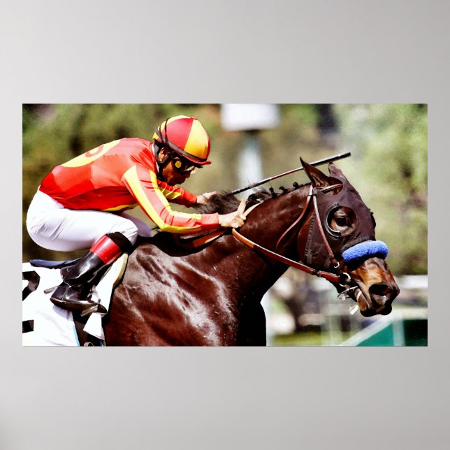Poster d'aquarelle Thoroughbed Racehorse Imprimer (Devant)