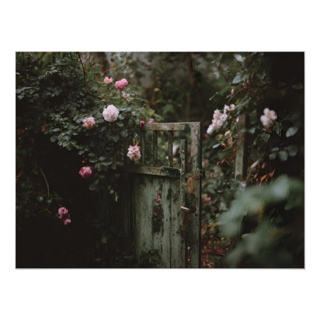 Poster Dark Floral Secret Garden Door (Devant)