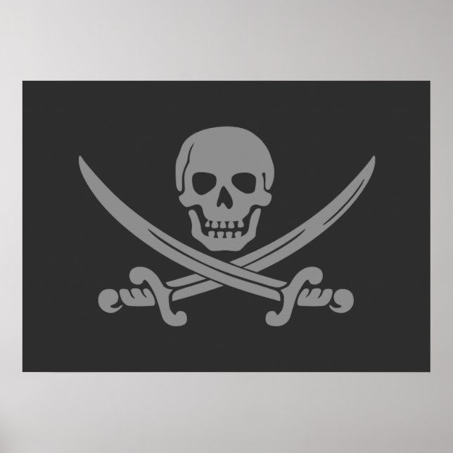 Poster Dark Grey Jolly Roger Pirate Flag (Devant)