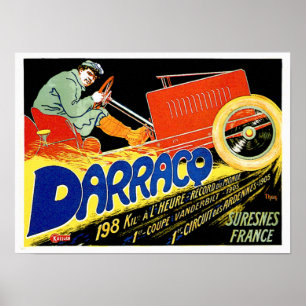 Poster Darracq ~ Annonce Vintage de voiture automobile fr