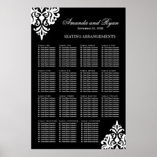 Poster d'arrangement de siège noir et blanc