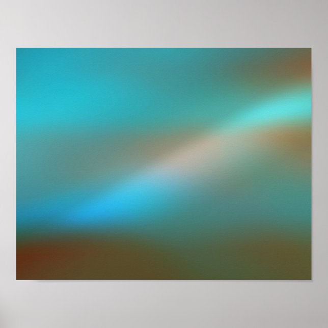 Poster d'art Abstrait Aqua Blue & Brown Glow #1 (Devant)