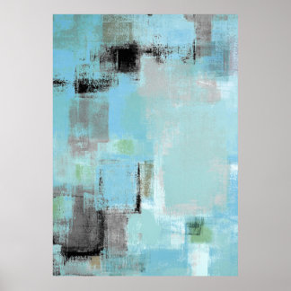Poster d'art Abstrait en bleu et gris