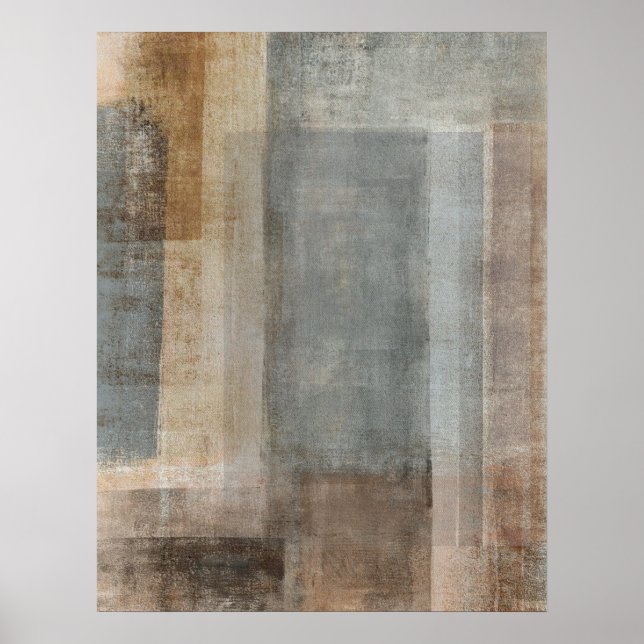 Poster d'art Abstrait gris et beige 'Blended' (Devant)