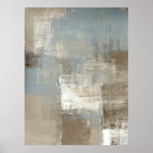Poster d'art Abstrait gris et beige 'Storm' Imprim