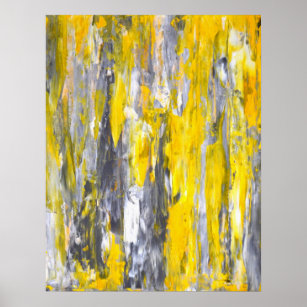 Poster d'art Abstrait gris et jaune