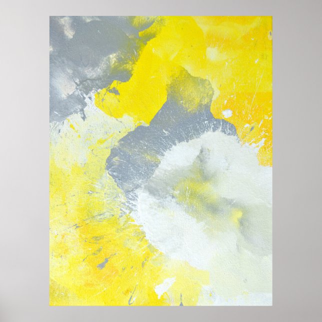 Poster d'art Abstrait gris et jaune (Devant)