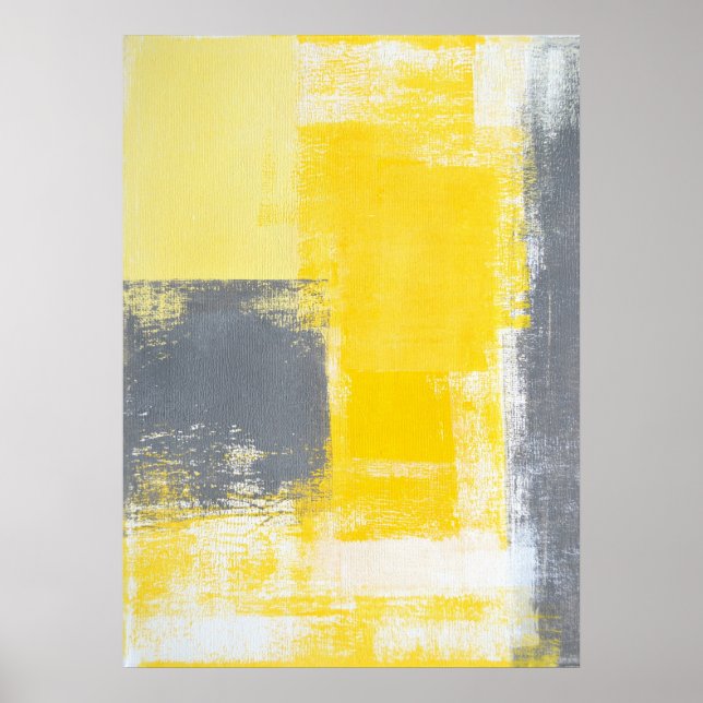 Poster d'art Abstrait gris et jaune (Devant)