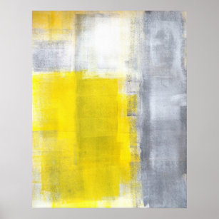 Poster d'art Abstrait gris et jaune