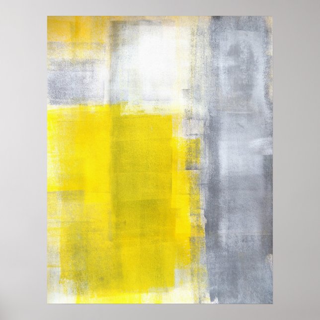 Poster d'art Abstrait gris et jaune (Devant)